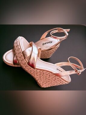 Abound Metallic Rose Gold Espadrille Wedge Sandals